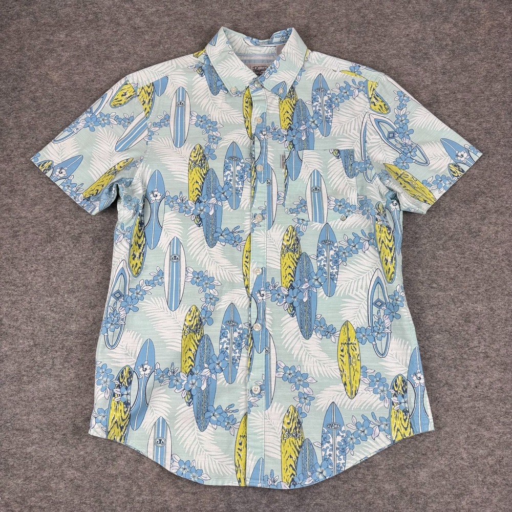 Original Penguin Button Down Shirt Surf Boards Blue Mens Small S